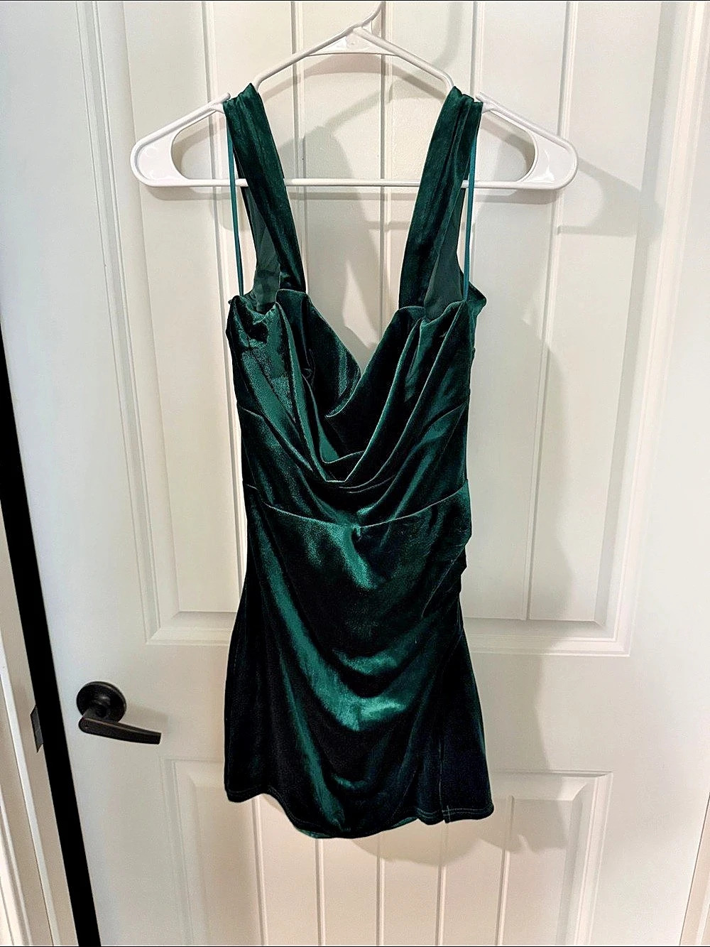 Windsor Green velvet Draped Mini Dress Like New